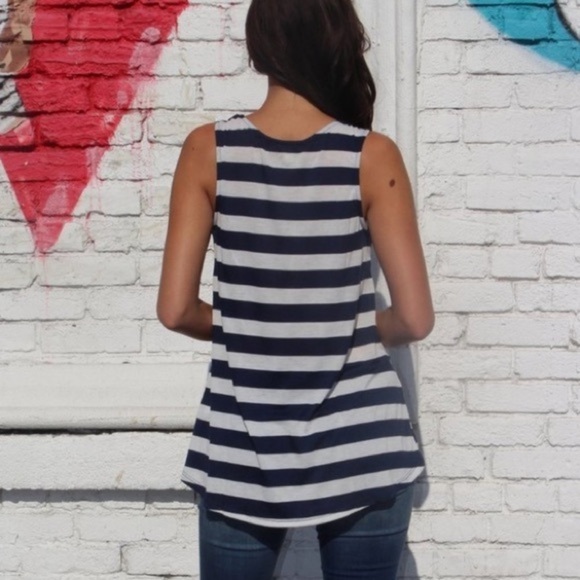 Moon & Sky Sailor Striped Tank with Embroidered Detail NWT - Picture 2 of 6